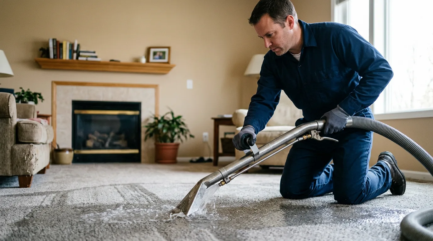 Water damage restoration technician working near Rowland, PA